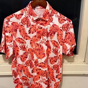 Under Armour Men's Red and White Leaf Print Shirt